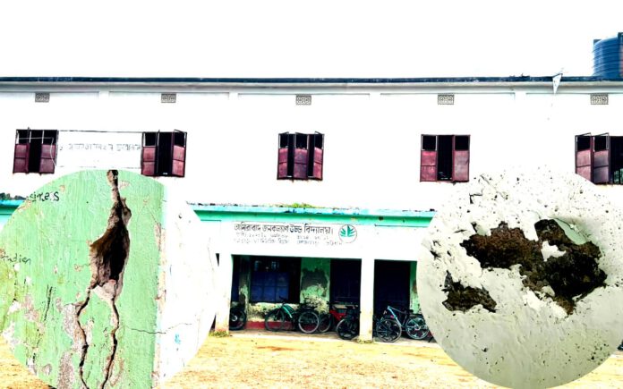 লোহাগাড়ায় জরাজীর্ণ ভবনে ঝুঁকি নিয়ে চলছে শিক্ষার্থীদের পাঠদান